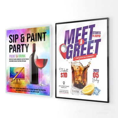 Cadre d'aluminium à support murale pour le menu du restaurant et l'affichage de la boîte lumineuse ultra-mince