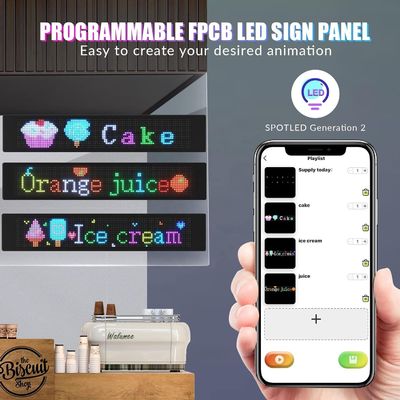 Écran LED flexible contrôlé par Smart APP pour affichage de message personnalisé sur la signalisation intérieure