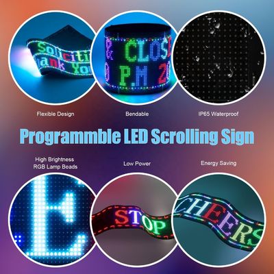 Affichage LED flexible Panneaux matrice HD Contrôle APP couleur complète Signal de voiture à fenêtre arrière douce