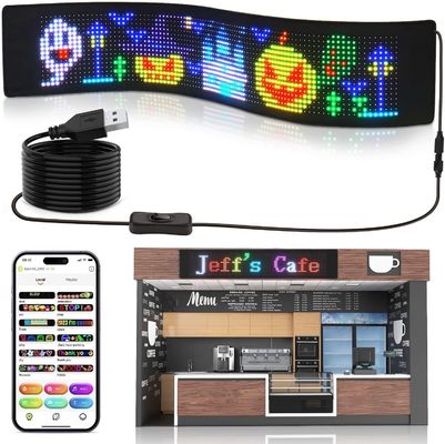Affichage LED flexible Panneaux matrice HD Contrôle APP couleur complète Signal de voiture à fenêtre arrière douce