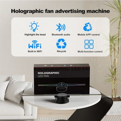 Publicité 3D intérieure Ventilateur à LED holographique 45 cm Affichage de lumière à LED avec commande en nuage