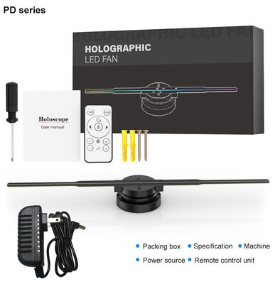 Publicité 3D intérieure Ventilateur à LED holographique 45 cm Affichage de lumière à LED avec commande en nuage