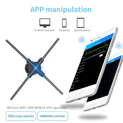 Stratégie publicitaire avec un ventilateur holographique de 52 cm résolution 512P et 4 lames