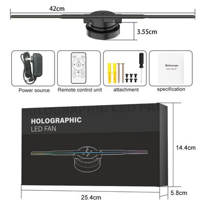 MP4/AVI/RMVB/GIF/JEPG/PNG/MKV Hologramme compatible 3D Ventilateur 42 cm pour la publicité extérieure