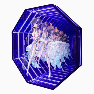 Projecteur d'hologrammes 3D coloré Rétroviseur à l'infini Rétroviseur à néon Abysse Représentation visuelle vibrante