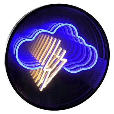 Miroir à l'infini avec plaque électronique lumineuse et design coloré