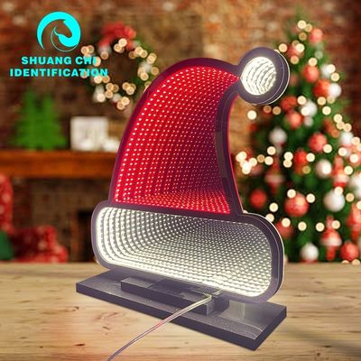 Décoration de la maison Homme de neige Lumière Infinity Mirror avec flux lumineux 1000lm et câble d'alimentation