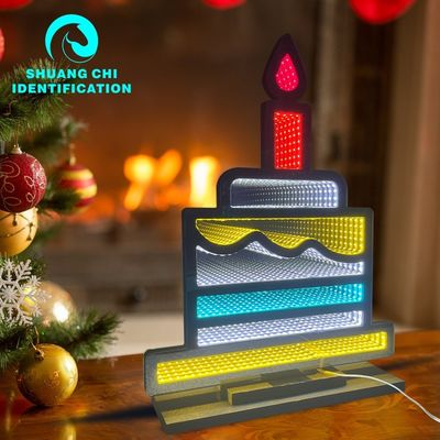 Décoration de la maison Homme de neige Lumière Infinity Mirror avec flux lumineux 1000lm et câble d'alimentation